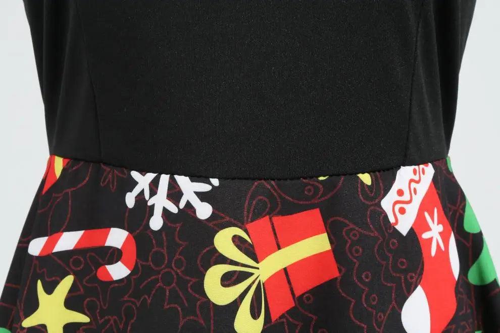 Women's Slim Fit Christmas Print Long Sleeve Dress Polyester