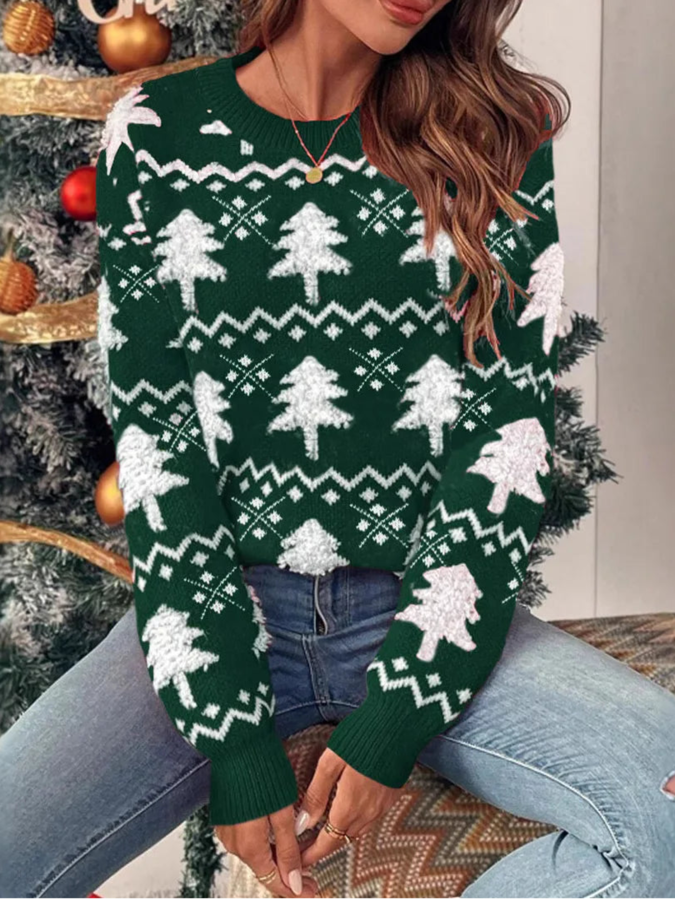Christmas Sweaters With White Trees