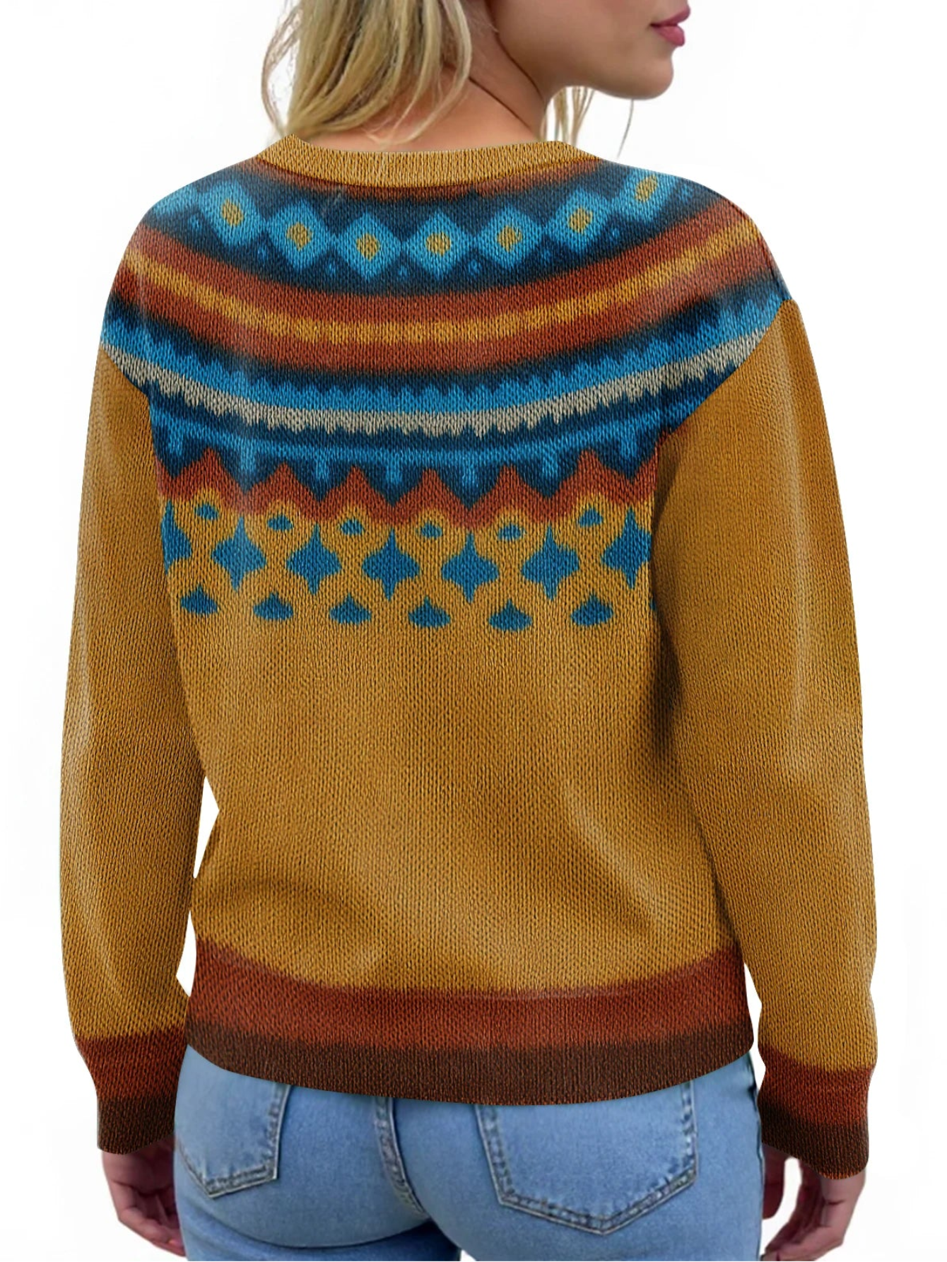 Southwestern Style Christmas Printed Knitted Cardigan