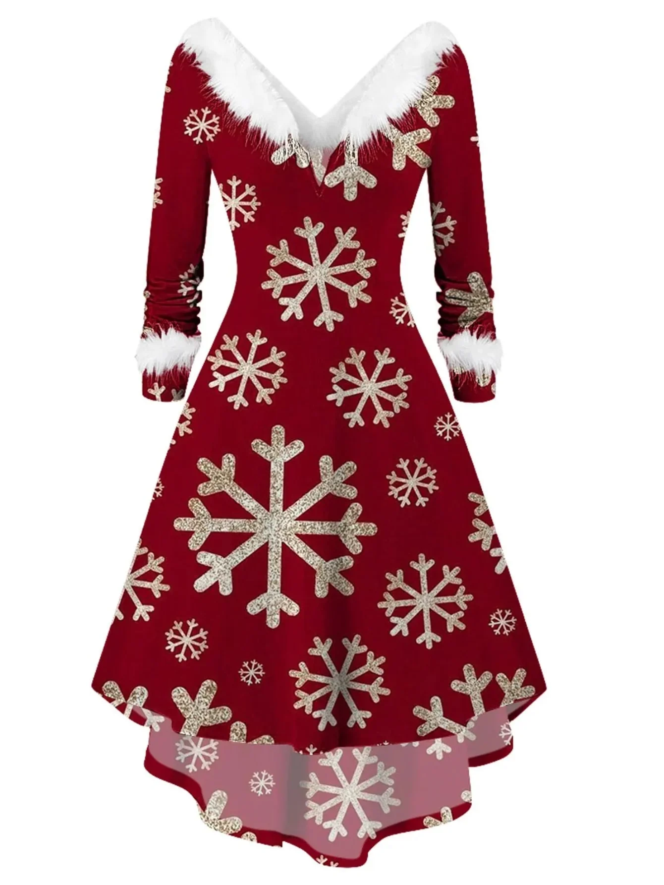 Santa Print Party Dress