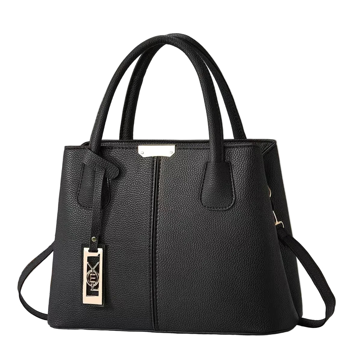 Black Sleek PU Leather Handbag