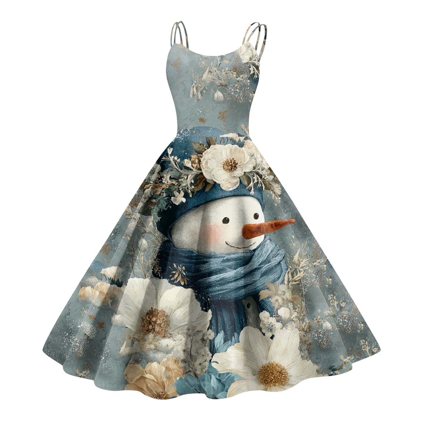 Slim Spaghetti Strap Christmas Polyester Dress Women's