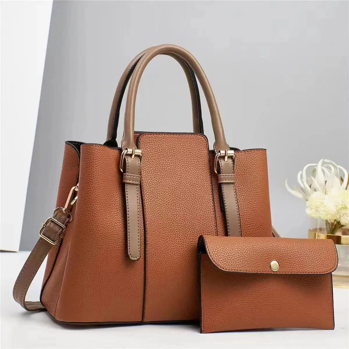 Splicing Handbag Square Single Strap Shoulder Zipper PU