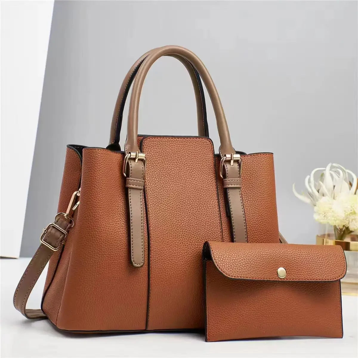 Splicing Handbag Square Single Strap Shoulder Zipper PU