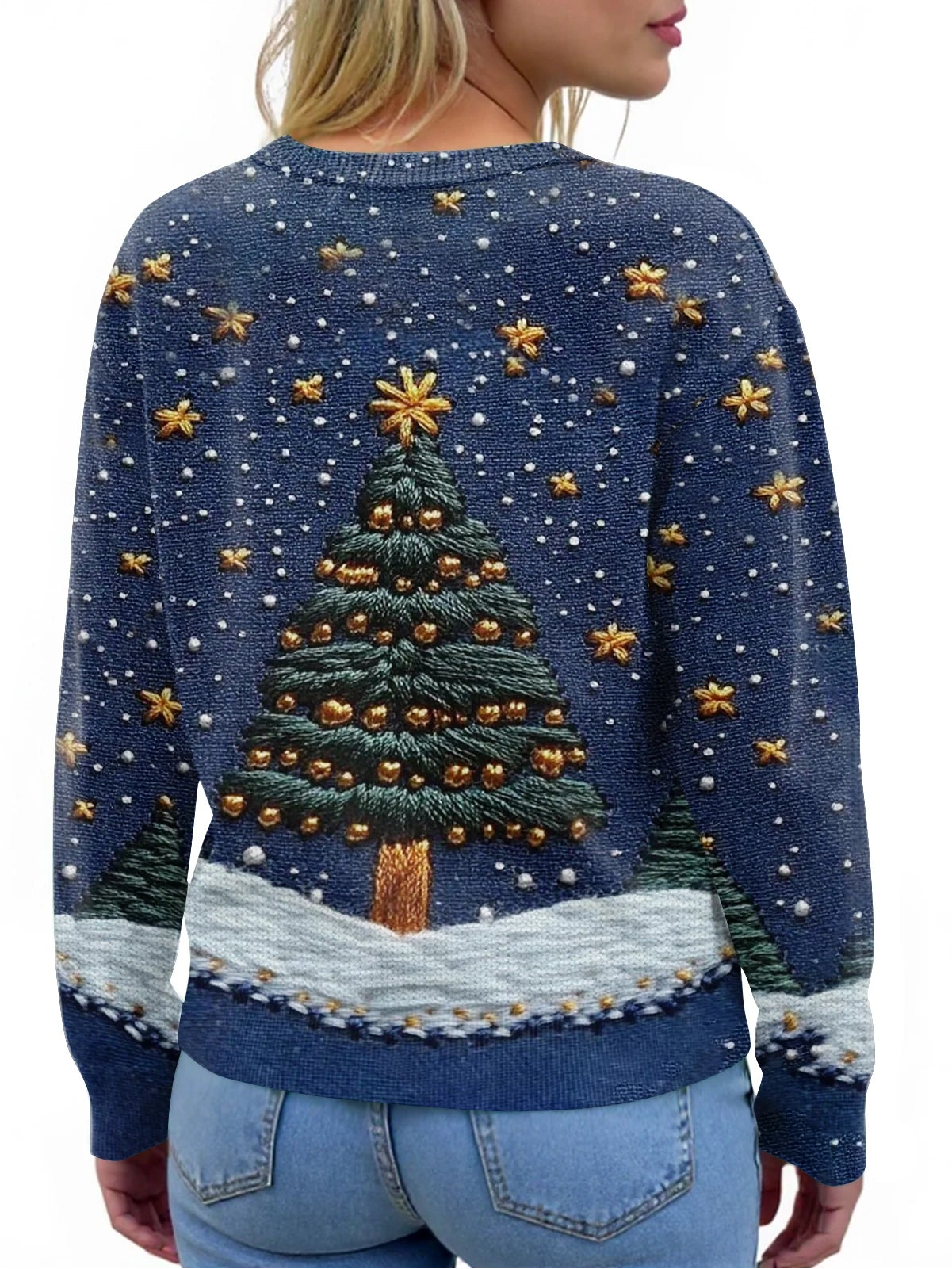 Artistic Christmas Printed Knitted Cardigan