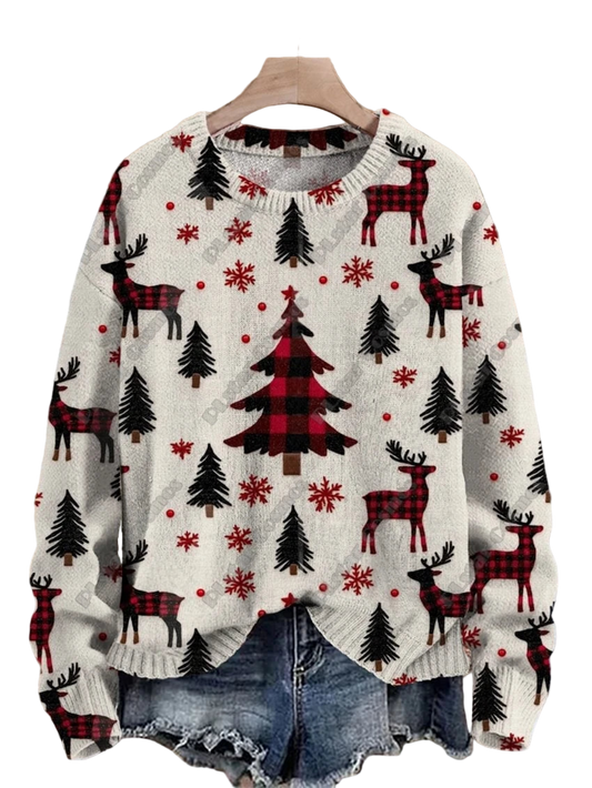 Christmas Trees & Reindeer 3D Printed Sweater