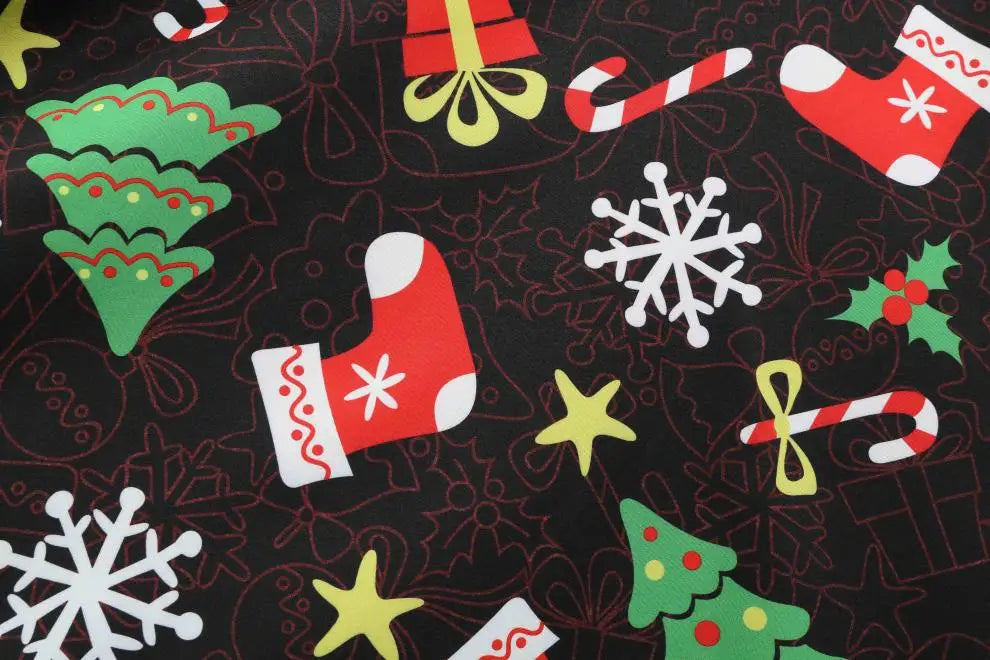 Women's Slim Fit Christmas Print Long Sleeve Dress Polyester