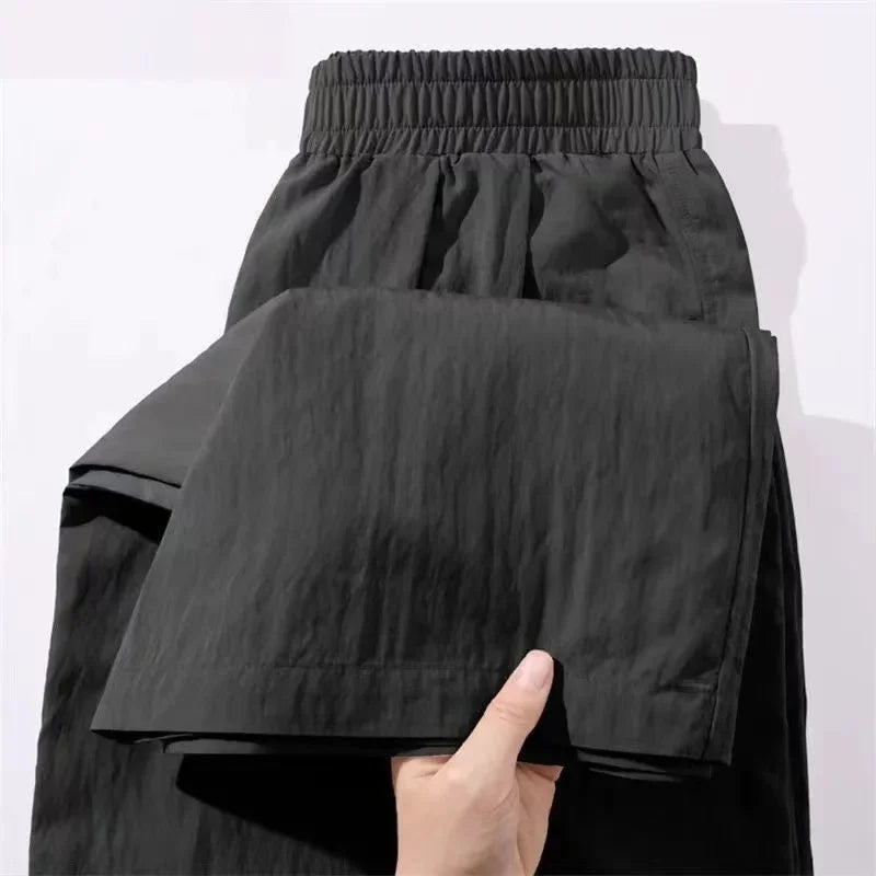 Women's High Waist Relaxed Wide Leg Ice Silk Pants