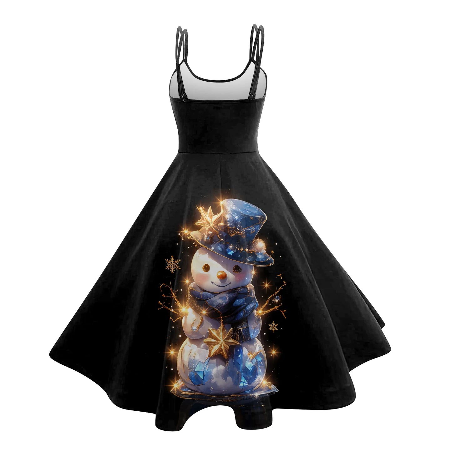 Slim Spaghetti Strap Christmas Polyester Dress Women's