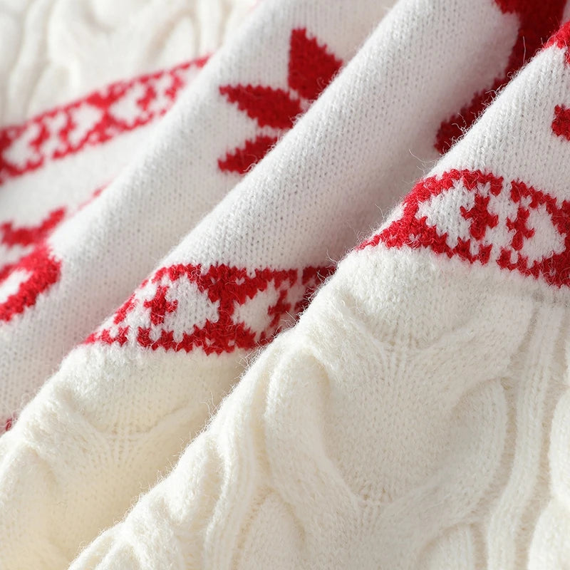 Winter Cashmere Sweater With Deer Pattern Knit