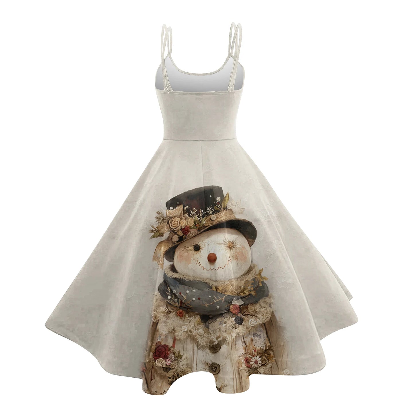 Slim Spaghetti Strap Christmas Polyester Dress Women's