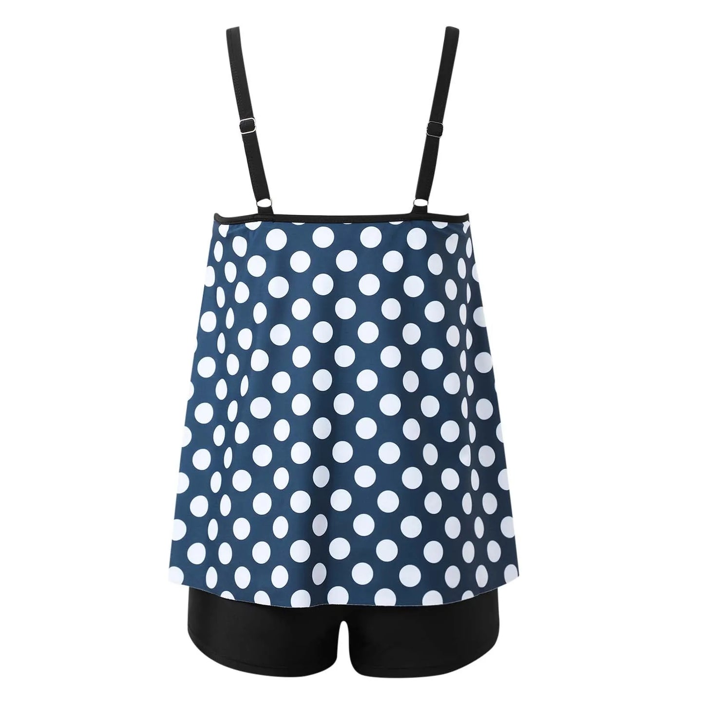 Floral & Polka Dot Tankini Set – Two-Piece Swimsuit with Boyshorts