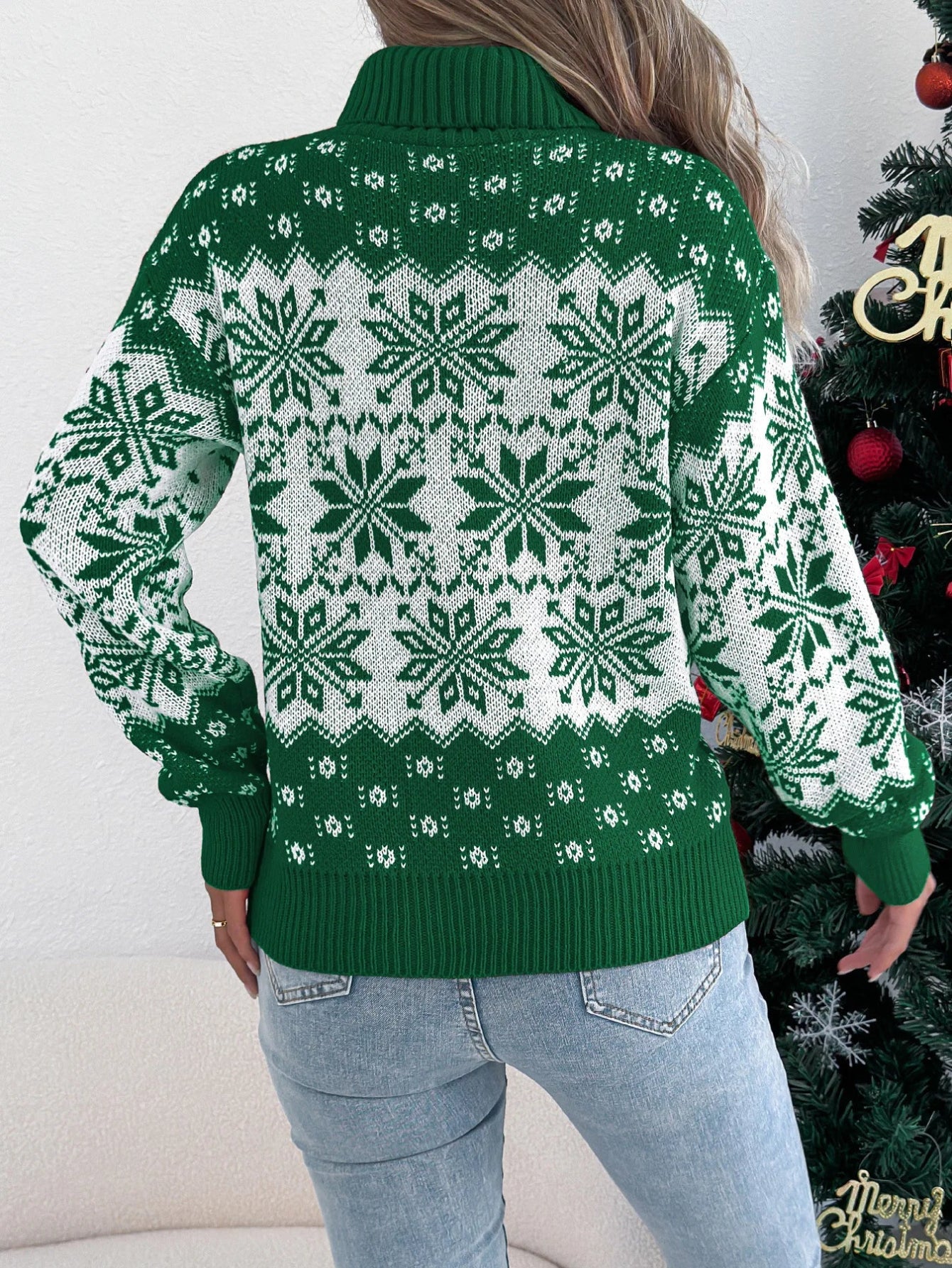Christmas Snowflake Sweater Turtleneck