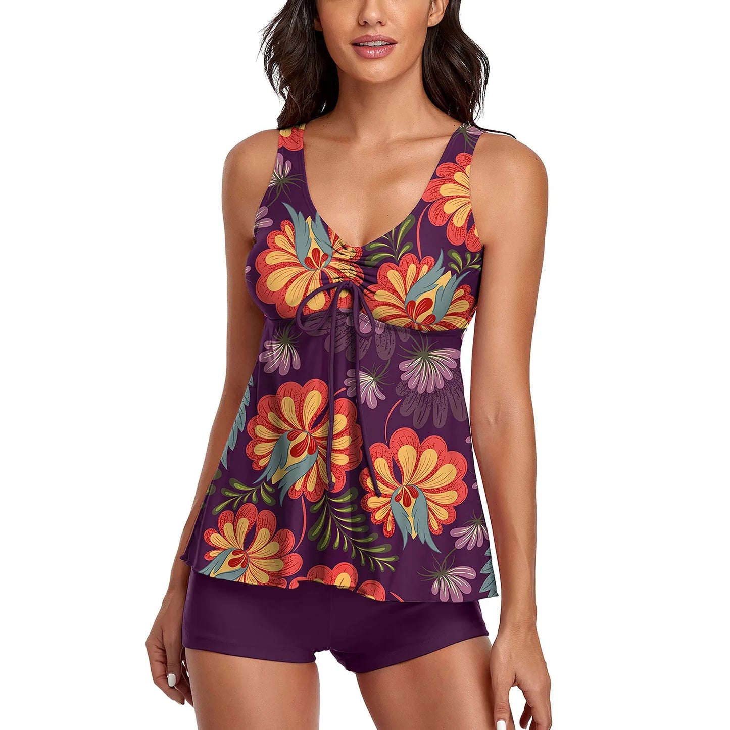 Vintage Floral Two-Piece Swimsuit Set