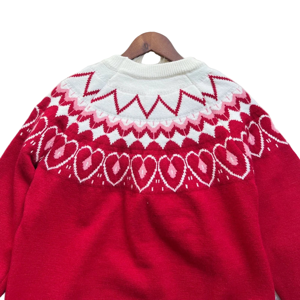 Valentine Red Pullover Knit Sweater With Heart Fair