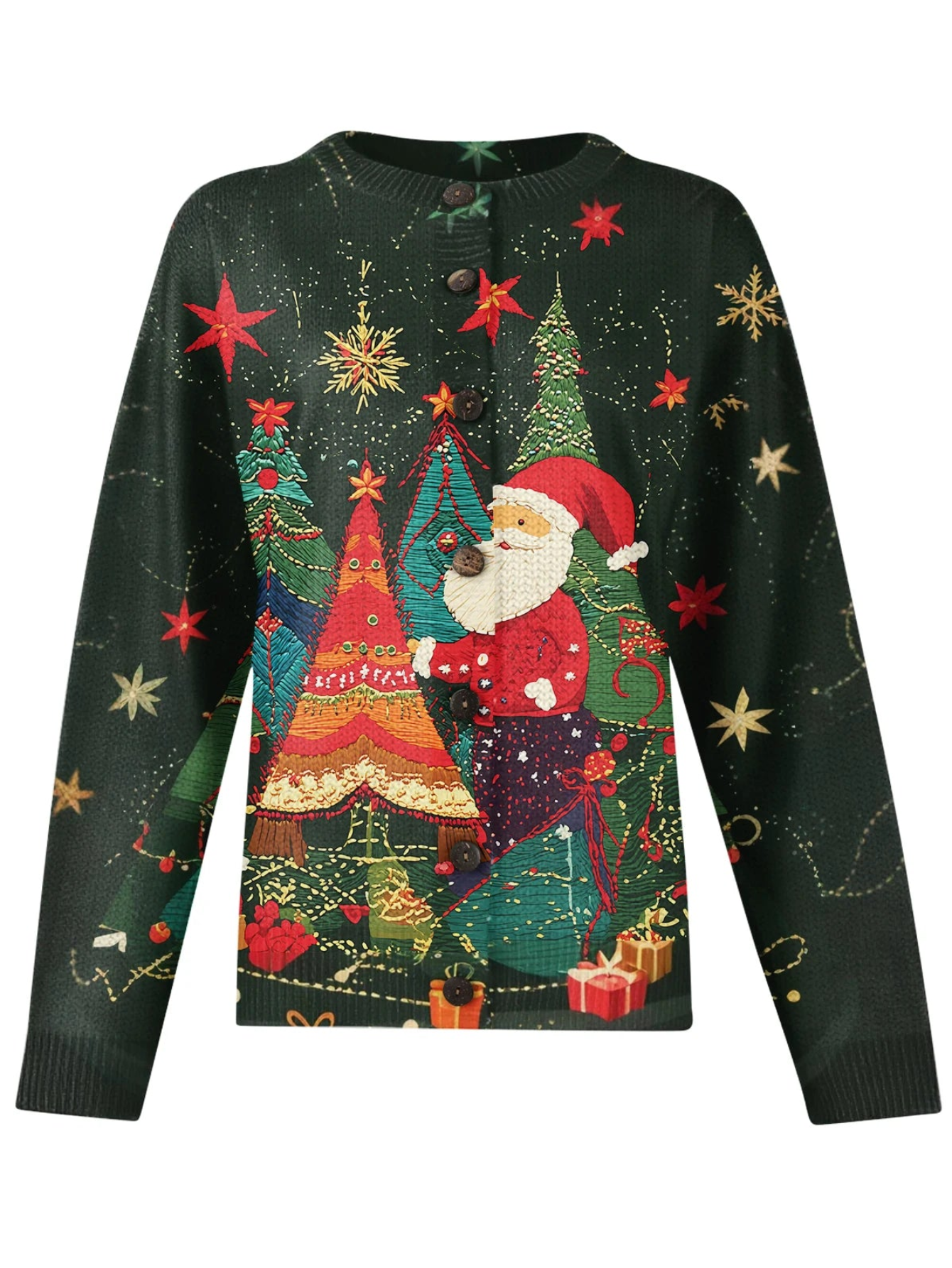 Festive Christmas Printed Cardigan