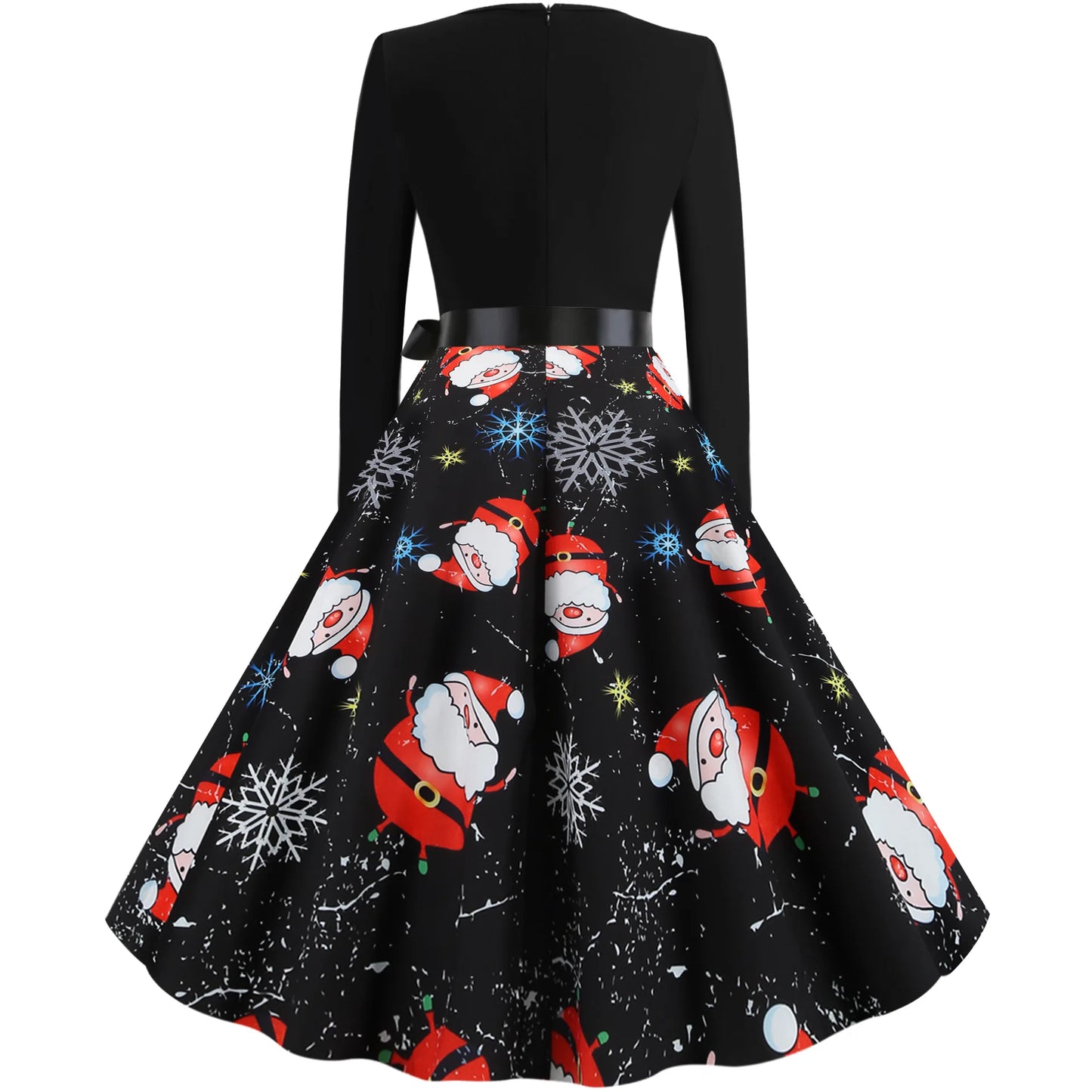 Women's Slim Fit Christmas Print Long Sleeve Dress Polyester