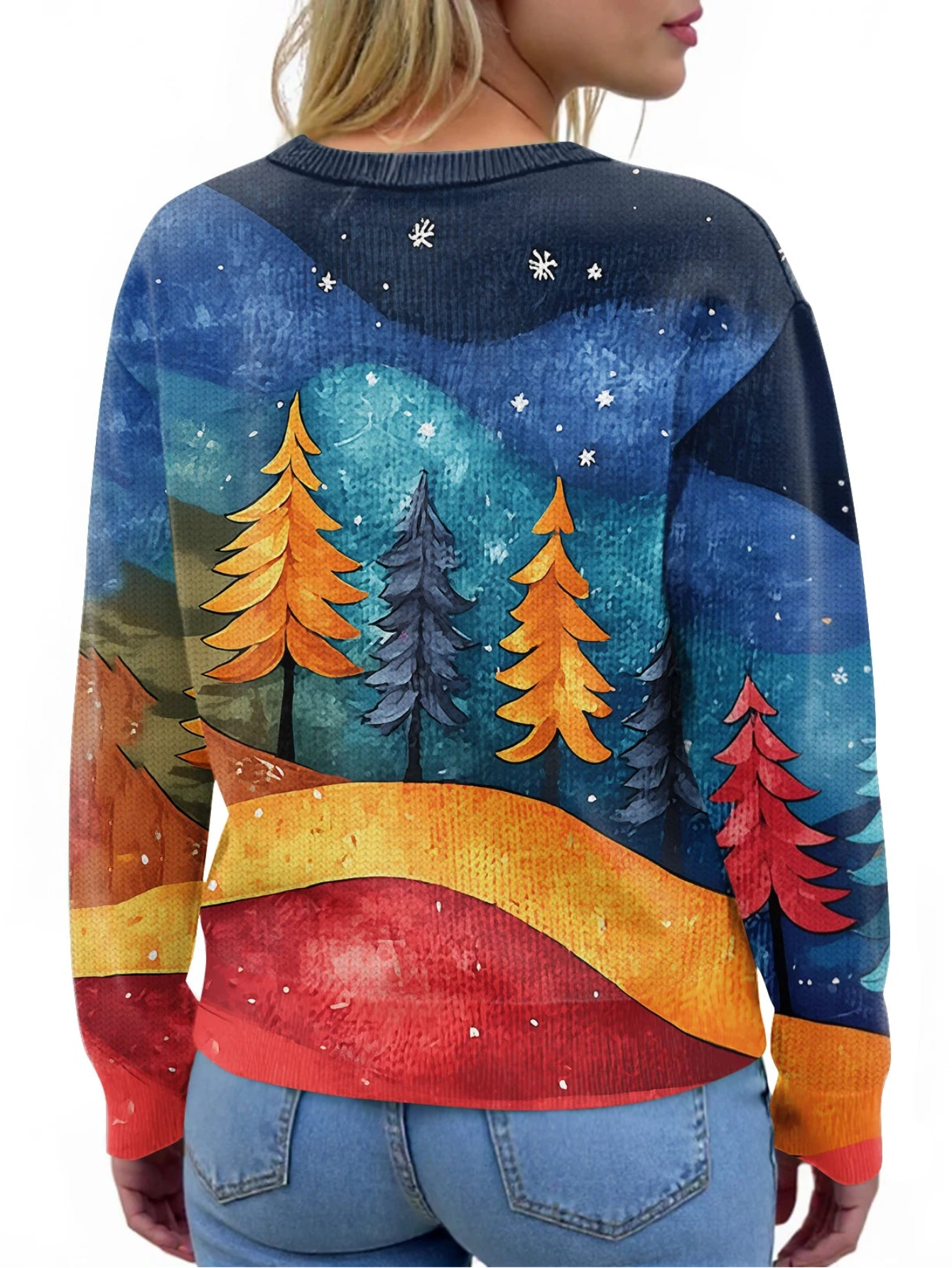 Artistic Christmas Printed Knitted Cardigan