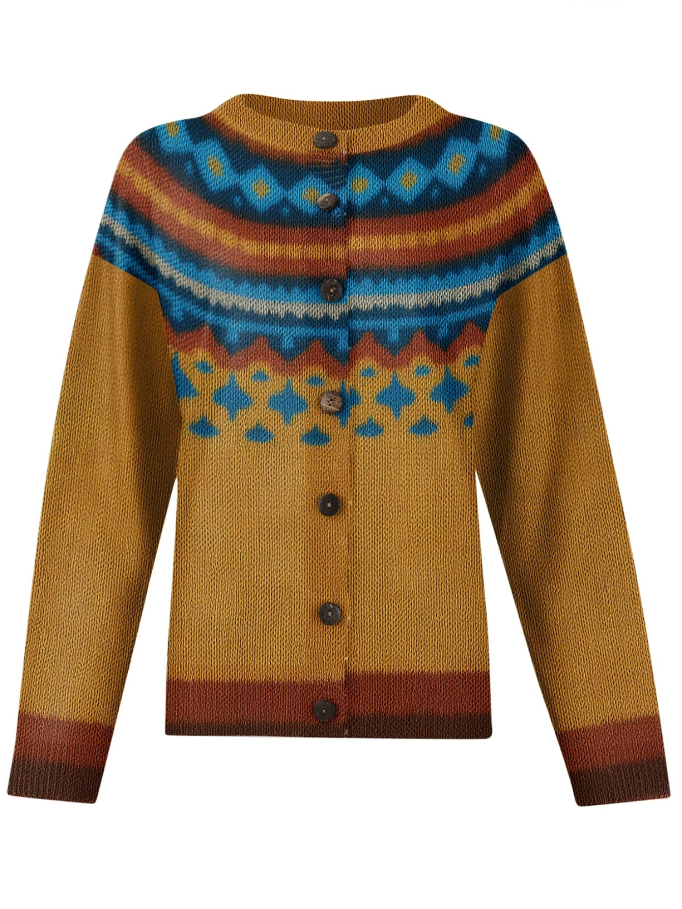 Southwestern Style Christmas Printed Knitted Cardigan