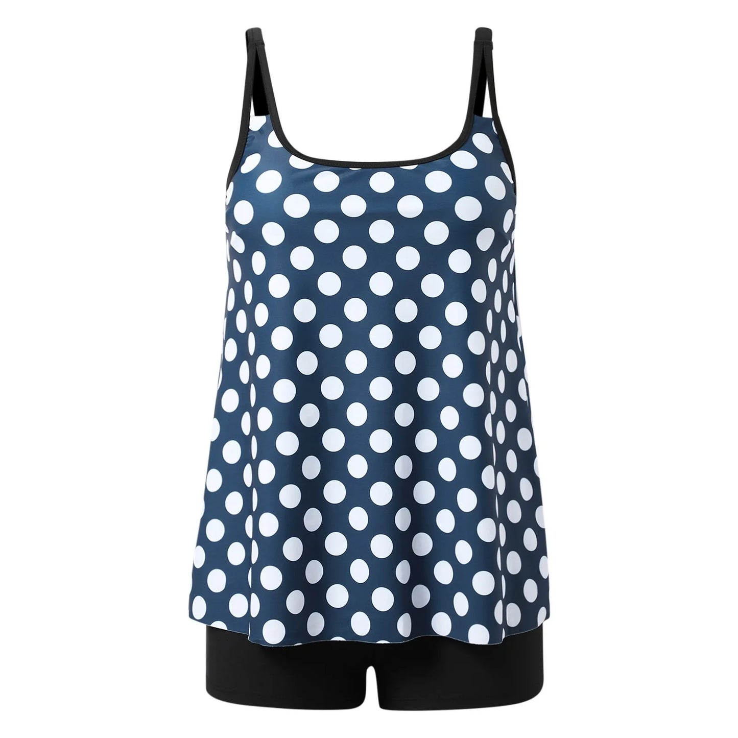 Floral & Polka Dot Tankini Set – Two-Piece Swimsuit with Boyshorts