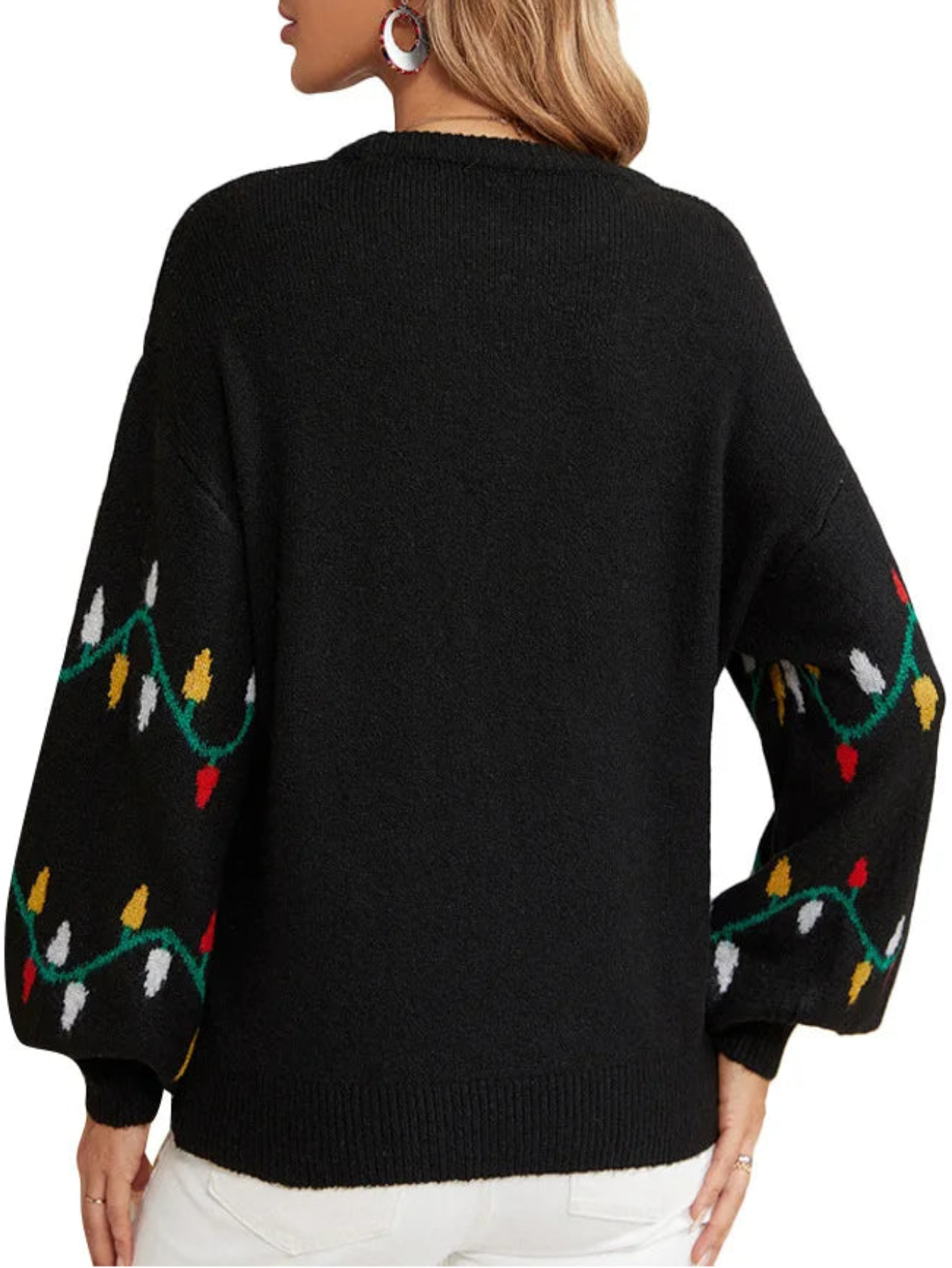 Christmas Lights Pullover Sweater Lantern Knit Cozy