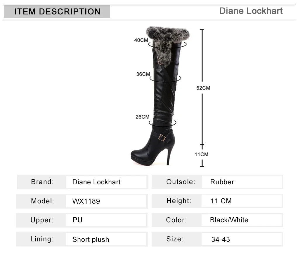 PU Leather Platform Over Knee Boots For Women Warm Winter
