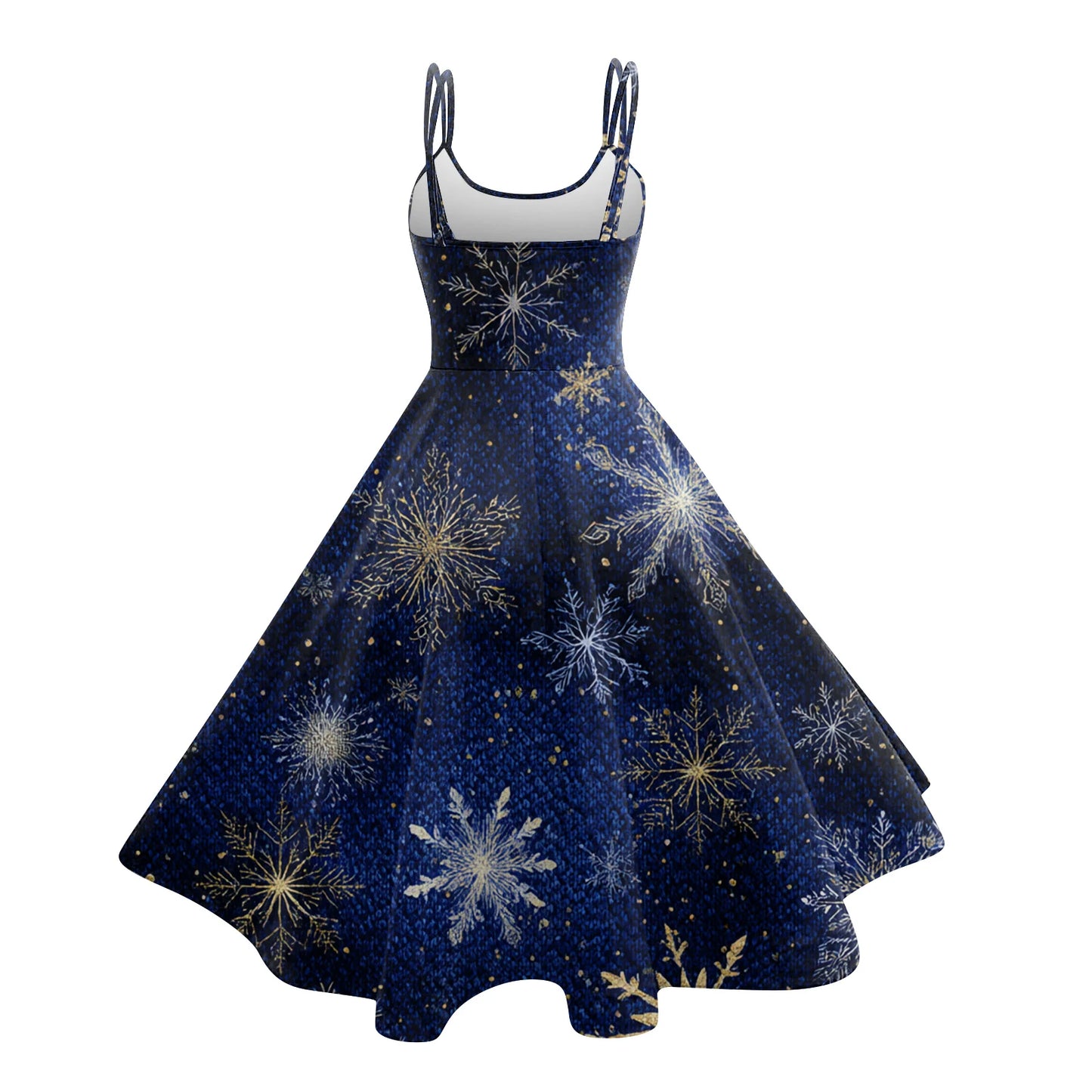 Round Neck Polyester Christmas Print Women's Loose Dress