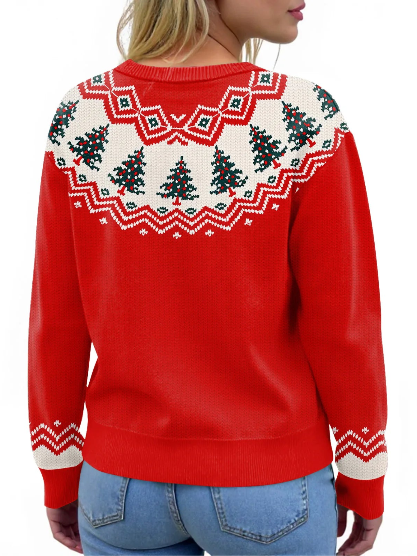 Christmas Trees Printed Knitted Cardigan