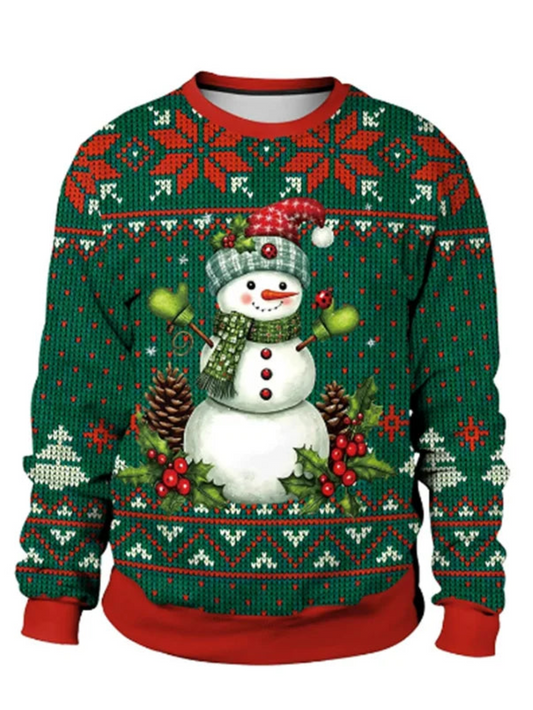 Ugly Christmas 3D Snowman Printed Sweatshirt