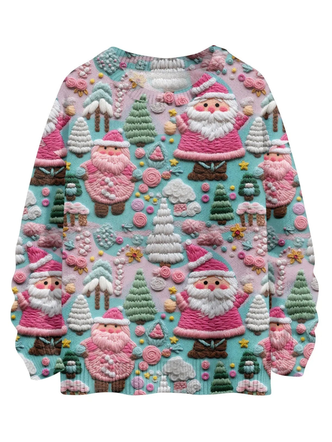 Christmas 3D PInk Santas Print Sweatshirt