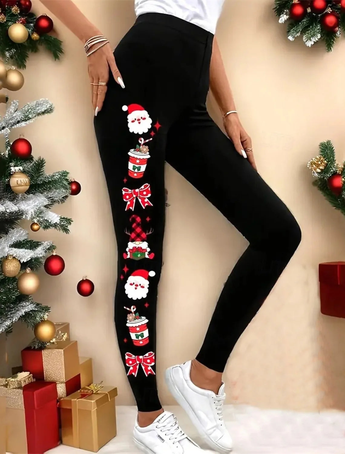 Black Christmas Print Leggings