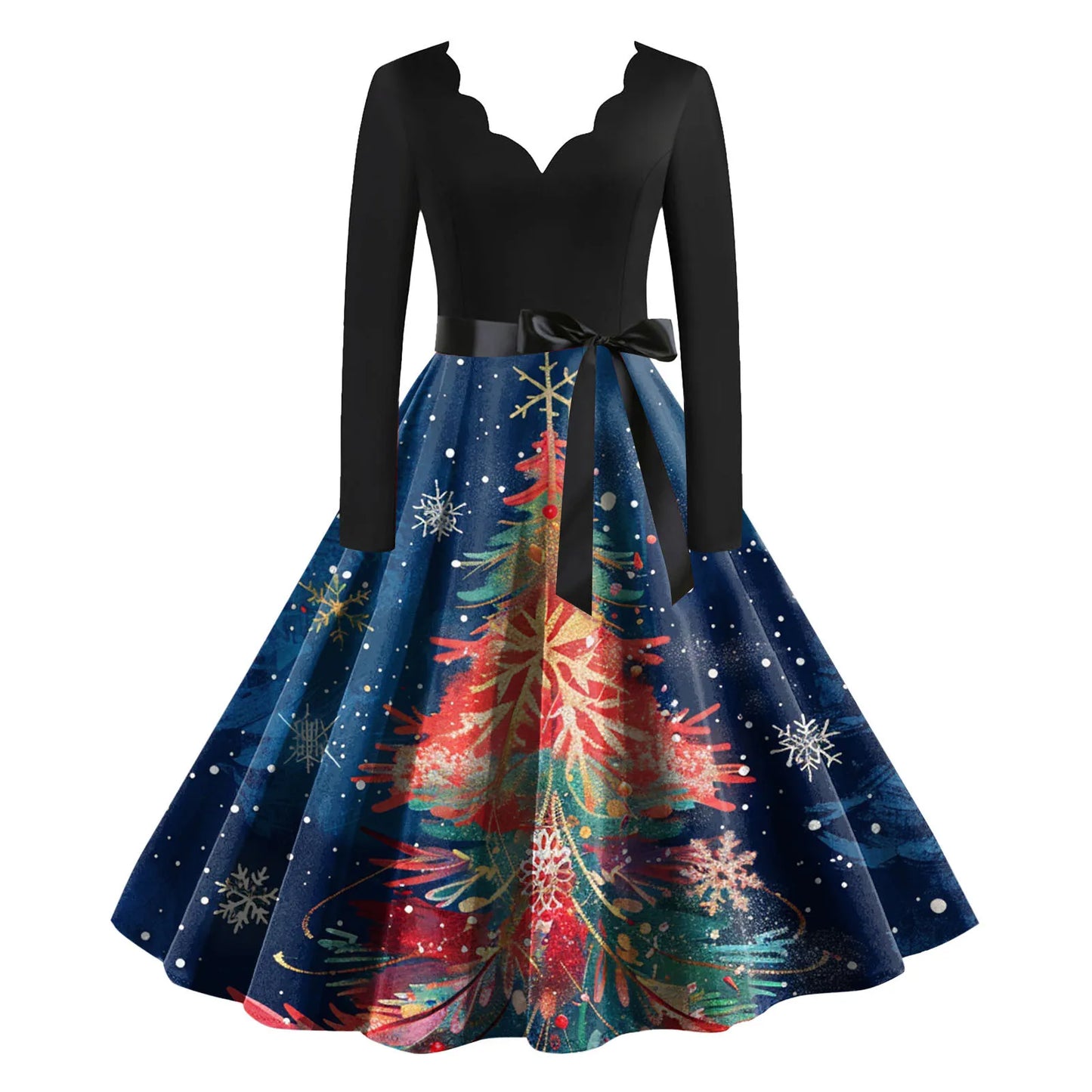 Women's A-Line Christmas Print Polyester Dress Regular