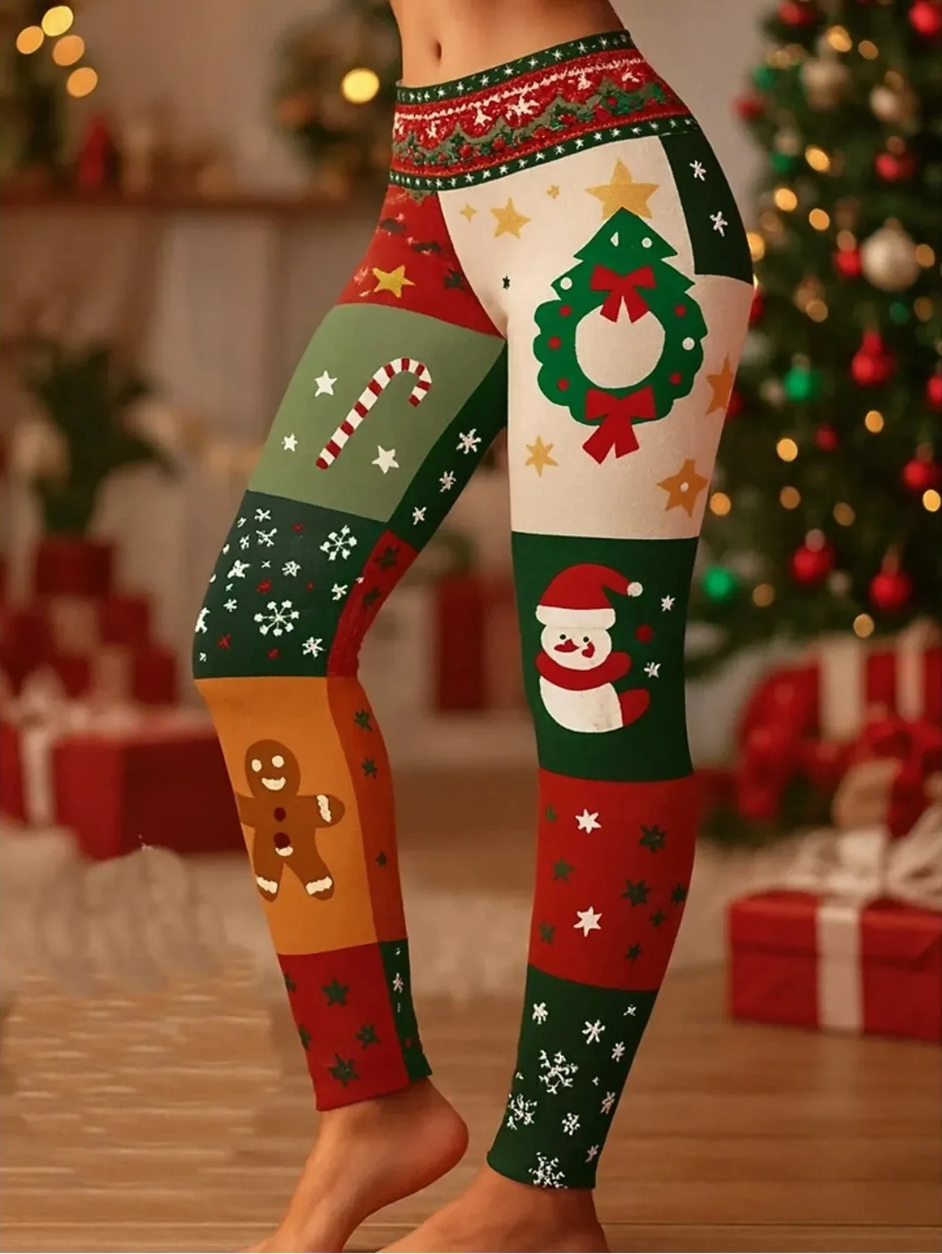 Cozy Vintage Christmas Print Leggings