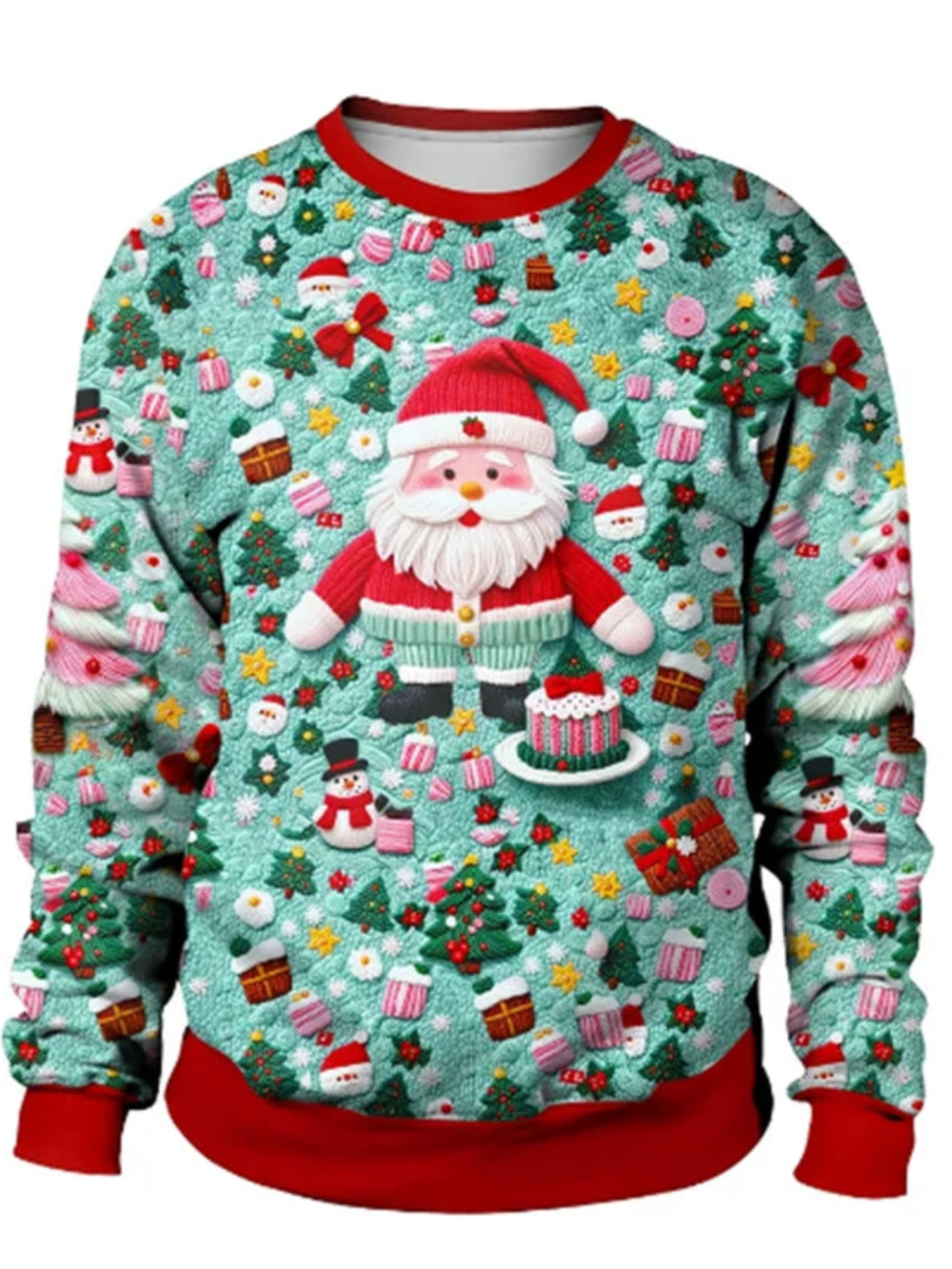 Ugly Christmas 3D Santa Printed Holiday Sweatshirt