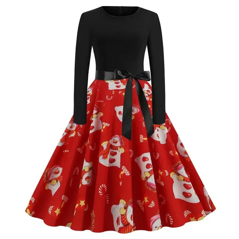 Women's Christmas Plaid A-Line Knee-Length Dress Regular Polyester