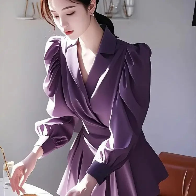 Solid Color Turn Down Collar Long Sleeve Shirt With Buttons