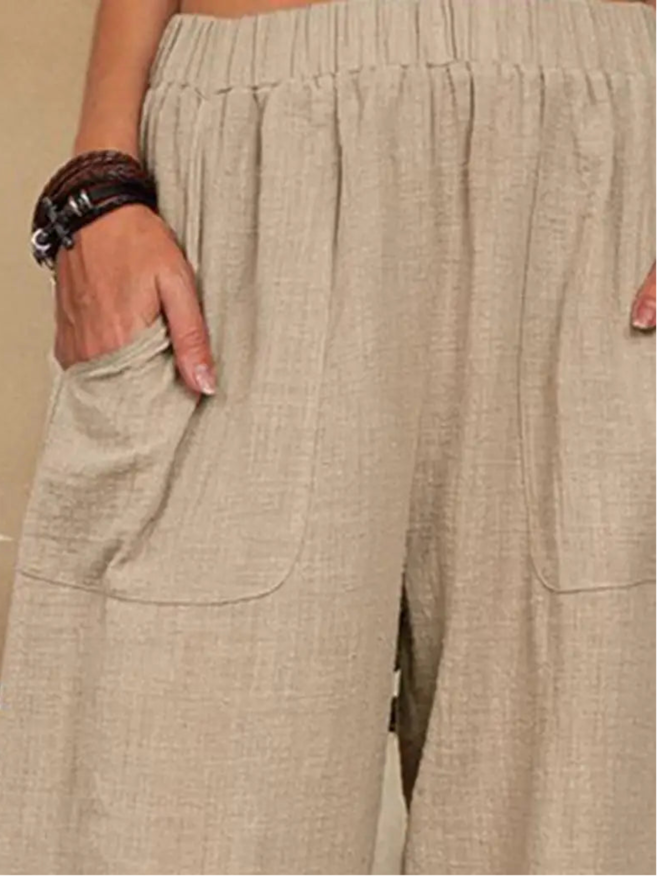 Womens Harem Pants | Cotton Linen Blend | Solid Relaxed Fit