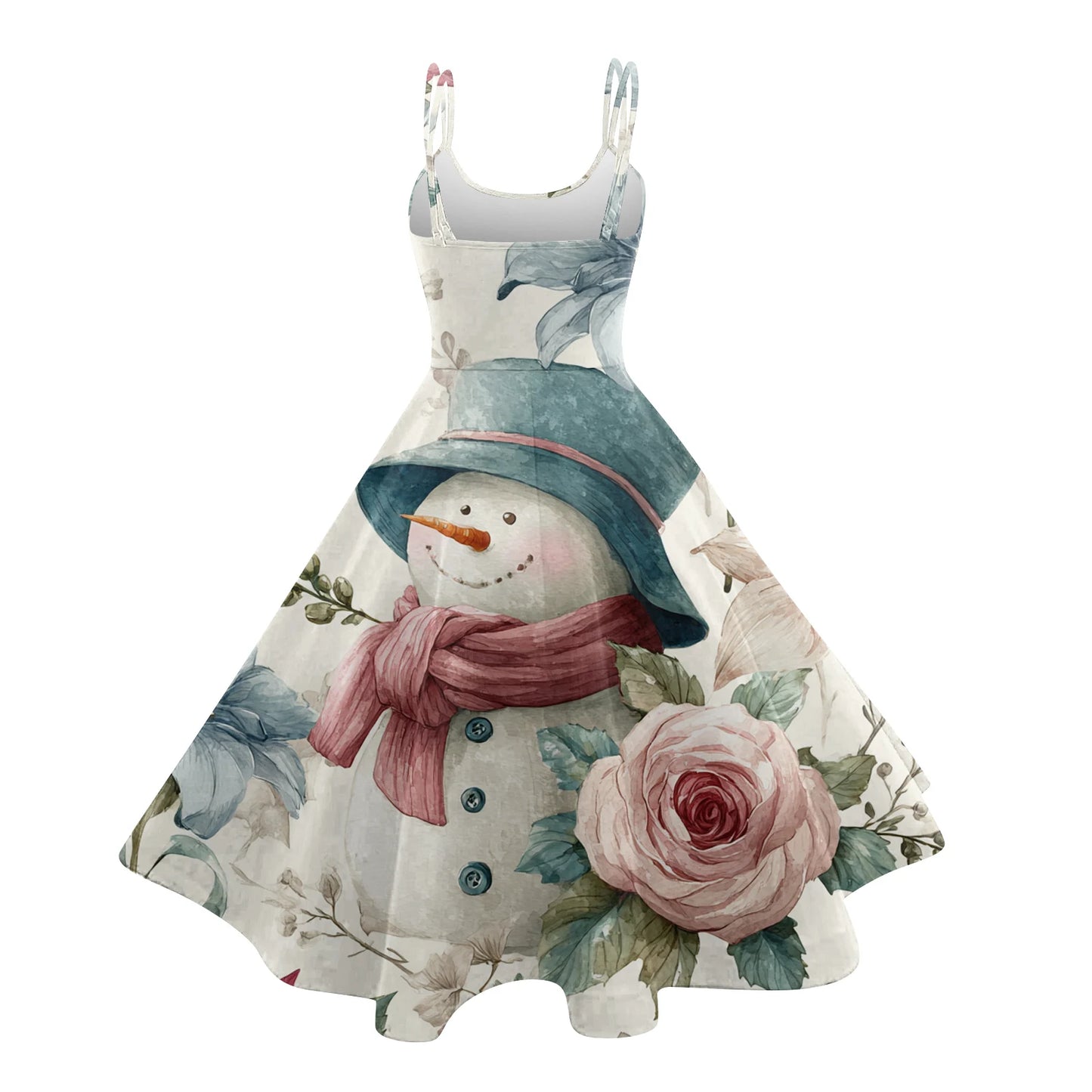 Slim Spaghetti Strap Christmas Polyester Dress Women's