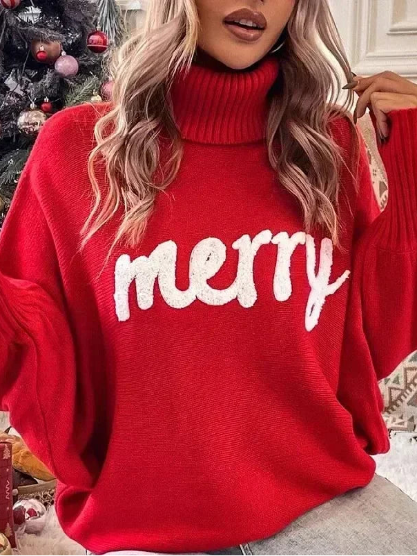 Merry Christmas Turtleneck Sweater