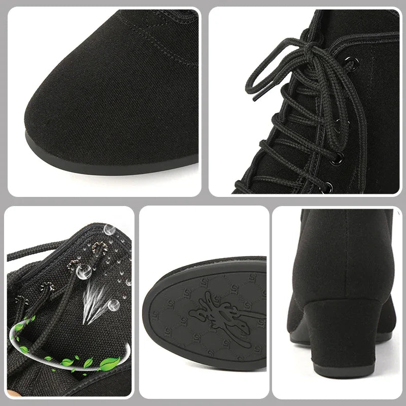 SWDZM Women Shoes Ballroom Dance Shoes Soft Sole Waltz Women Tango Jazz Latin Dance Shoes Middle Heel Ladies Dance Sneakers