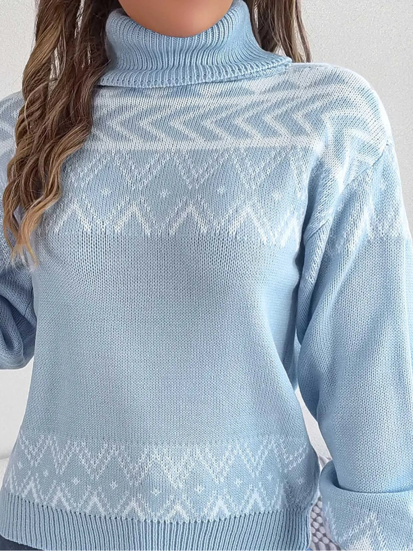 Turtleneck Christmas Knit Pullover Long Sleeve