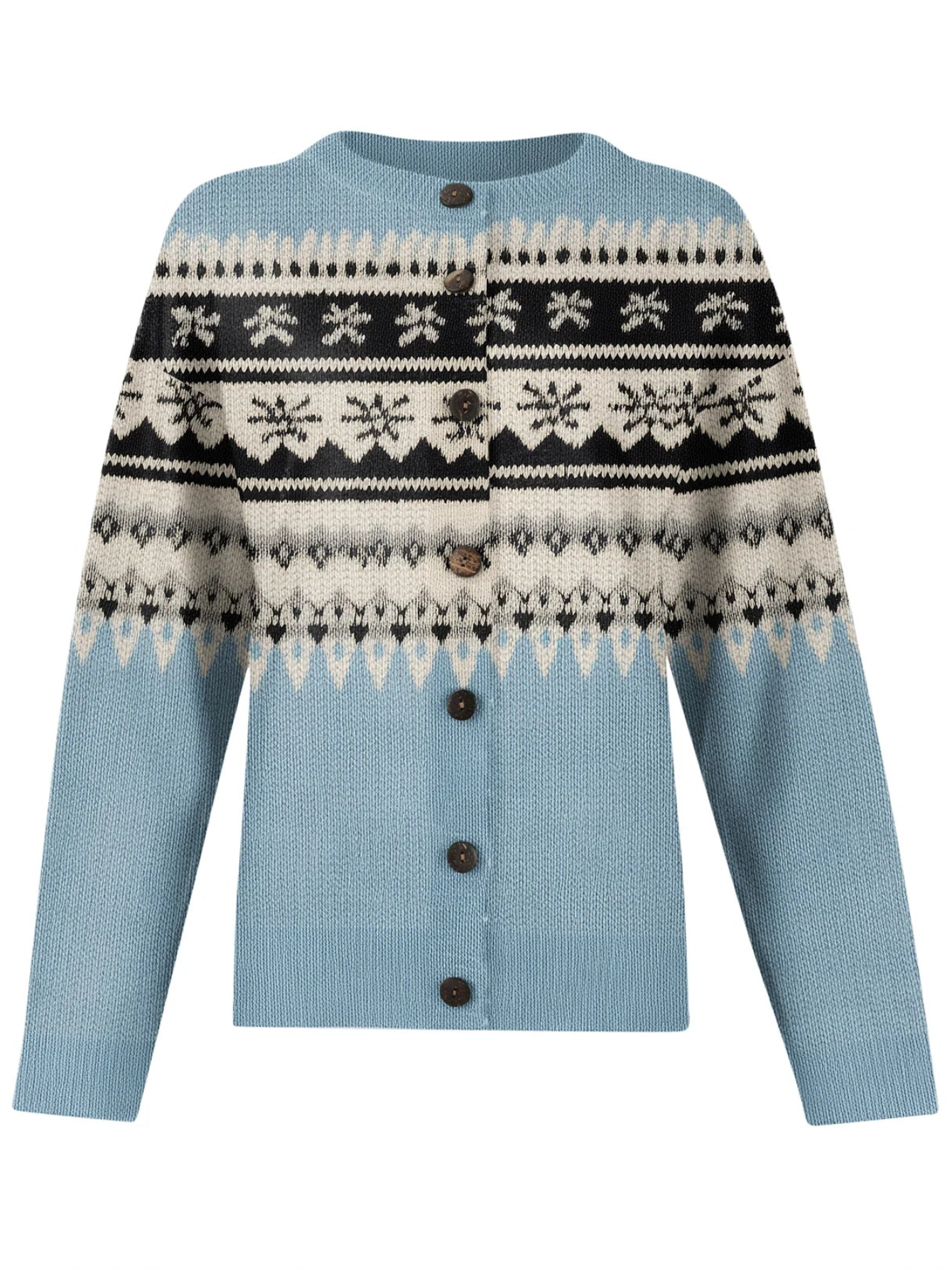 Southwestern Style Christmas Printed Knitted Cardigan