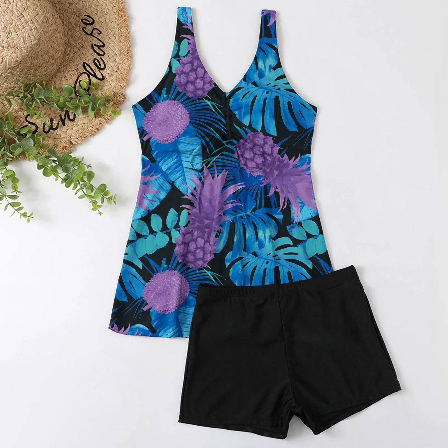 Vintage Floral Two-Piece Swimsuit Set