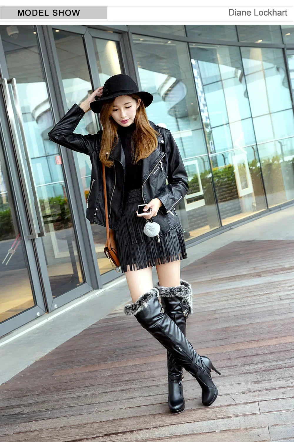 PU Leather Platform Over Knee Boots For Women Warm Winter