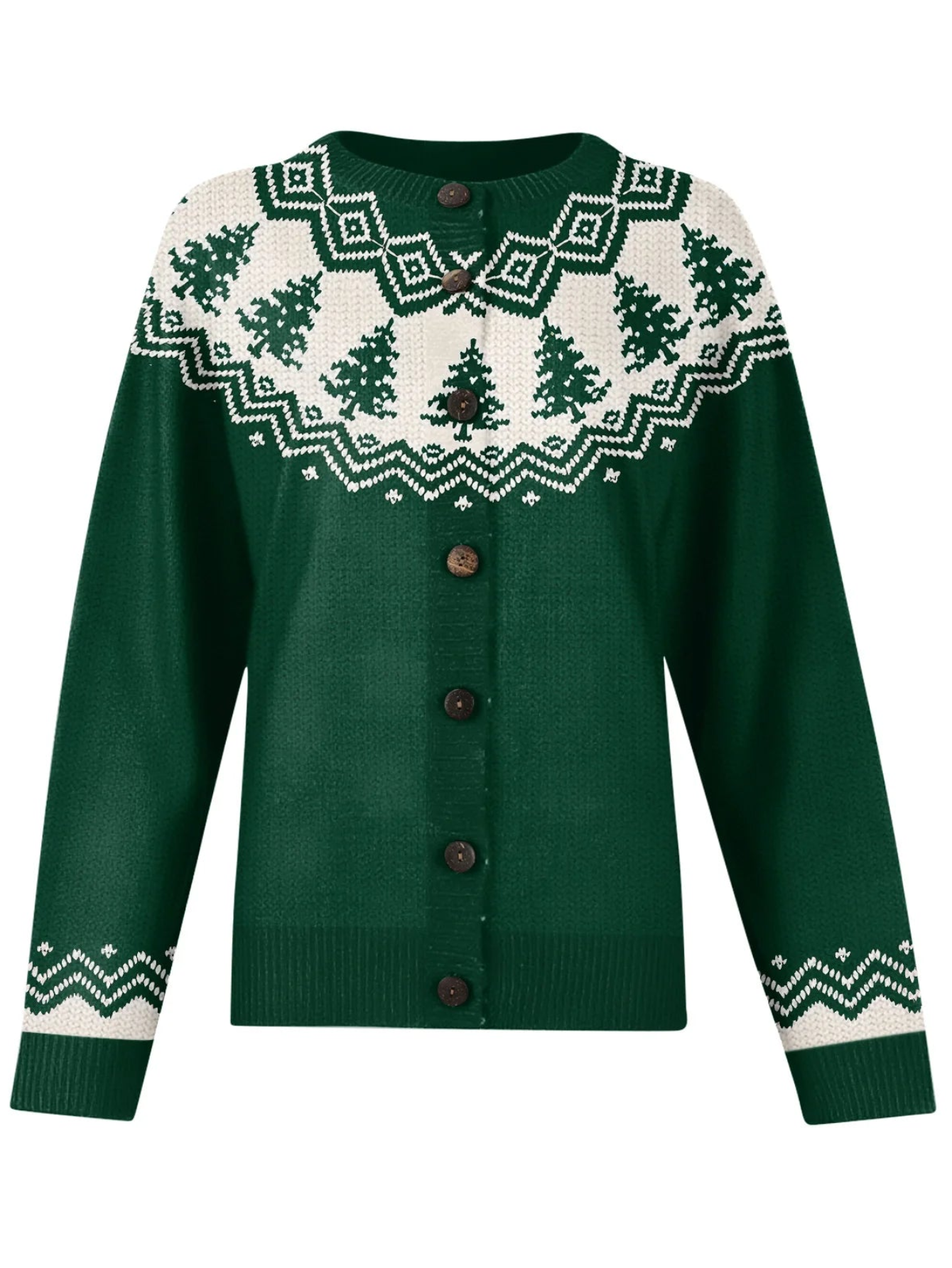 Christmas Trees Printed Knitted Cardigan