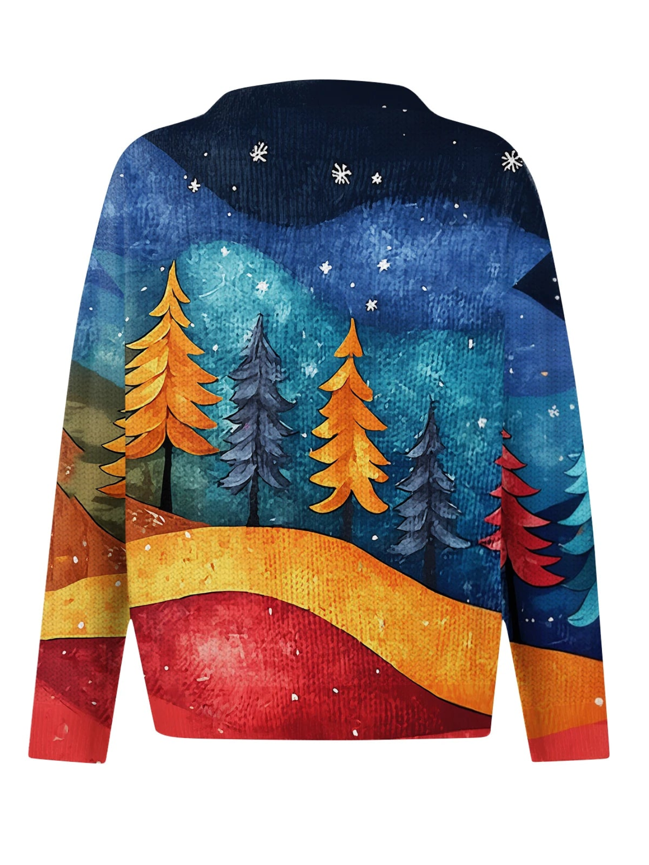 Artistic Christmas Printed Knitted Cardigan
