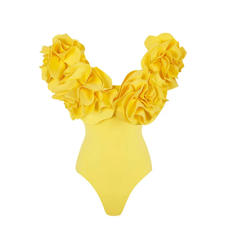 Flower Ruffle Swimsuit With Cover Up V Neck Bikini