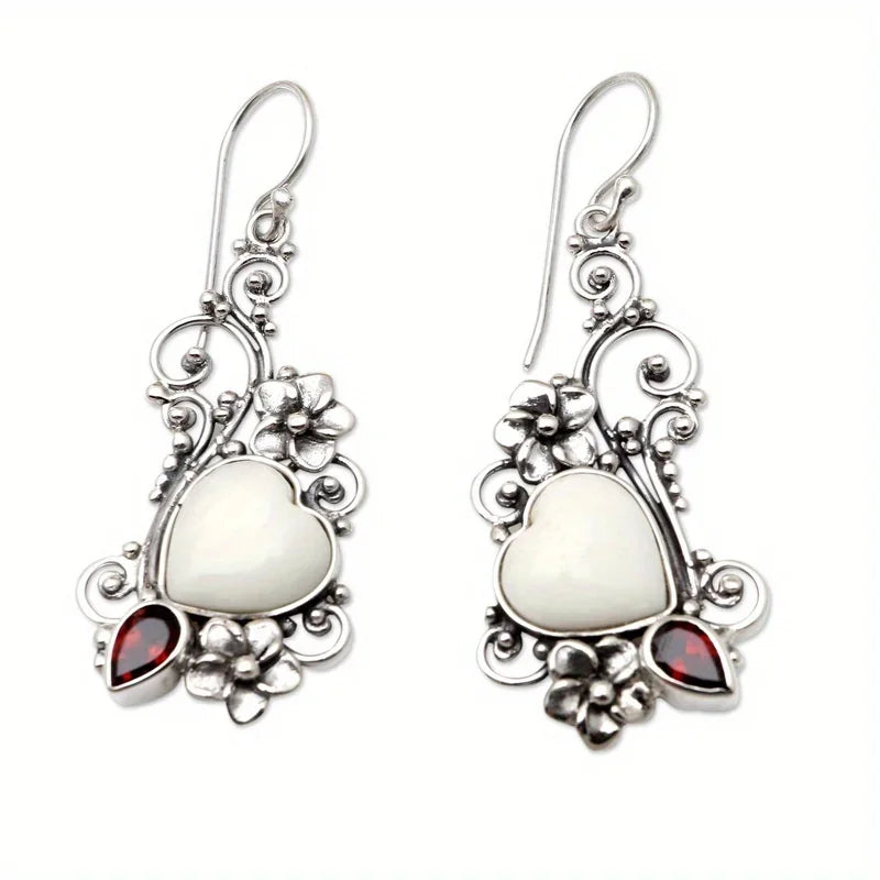 Vintage Heart Drop Earrings Luxury Christmas Jewelry Gift