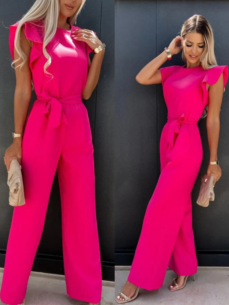 Women's Wide Leg Jumpsuit | Polyester Broadcloth | Relaxed Fit
