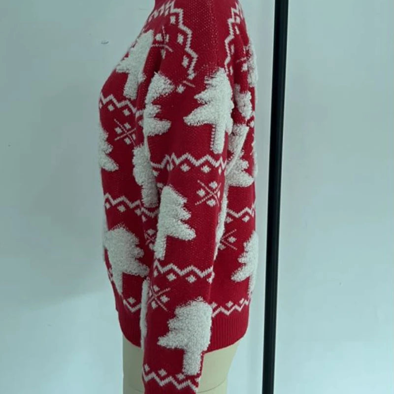Women's Knitted Sweater 3D Santa Tree Print Sweater